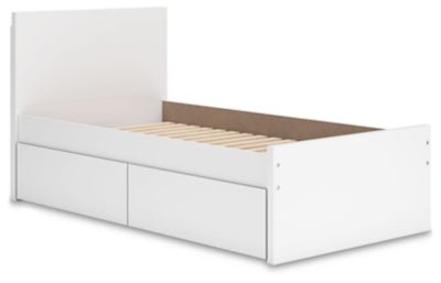Onita Twin Panel Platform Bed with 1 Side Storage - White Storage Bed modern furniture Contempo Furniture