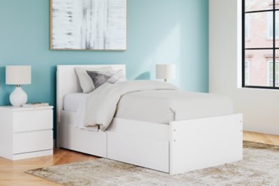 Onita Twin Panel Platform Bed with 1 Side Storage - White Storage Bed modern furniture Contempo Furniture