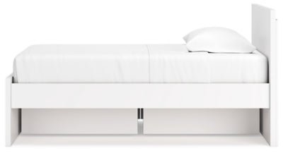 Onita Twin Panel Platform Bed with 1 Side Storage - White Storage Bed modern furniture Contempo Furniture