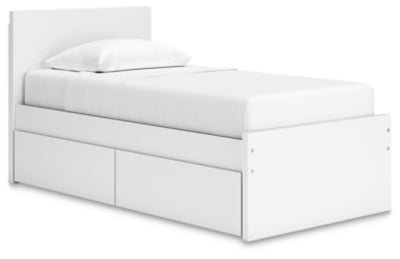 Onita Twin Panel Platform Bed with 1 Side Storage - White Storage Bed modern furniture Contempo Furniture