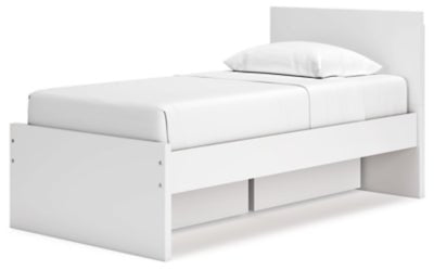 Onita Twin Panel Platform Bed with 1 Side Storage - White Storage Bed modern furniture Contempo Furniture