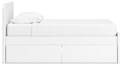 Onita Twin Panel Platform Bed with 1 Side Storage - White Storage Bed modern furniture Contempo Furniture