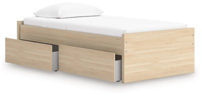 Onita Twin Platform Bed with 1 Side Storage - Light Brown Storage Bed modern furniture Contempo Furniture