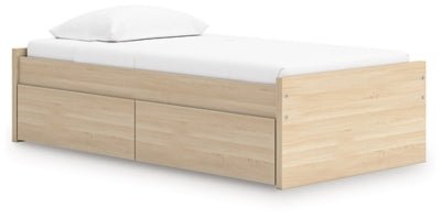 Onita Twin Platform Bed with 1 Side Storage - Light Brown Storage Bed modern furniture Contempo Furniture