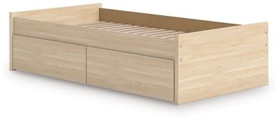 Onita Twin Platform Bed with 1 Side Storage - Light Brown Storage Bed modern furniture Contempo Furniture