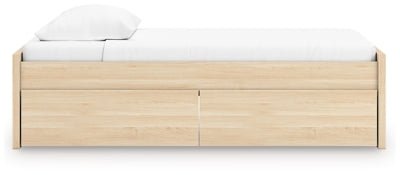 Onita Twin Platform Bed with 1 Side Storage - Light Brown Storage Bed modern furniture Contempo Furniture