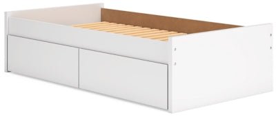 Onita Twin Platform Bed with 1 Side Storage - White Storage Bed modern furniture Contempo Furniture