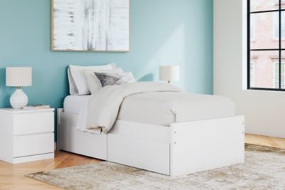Onita Twin Platform Bed with 1 Side Storage - White Storage Bed modern furniture Contempo Furniture