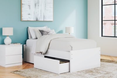 Onita Twin Platform Bed with 1 Side Storage - White Storage Bed modern furniture Contempo Furniture