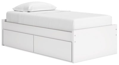 Onita Twin Platform Bed with 1 Side Storage - White Storage Bed modern furniture Contempo Furniture