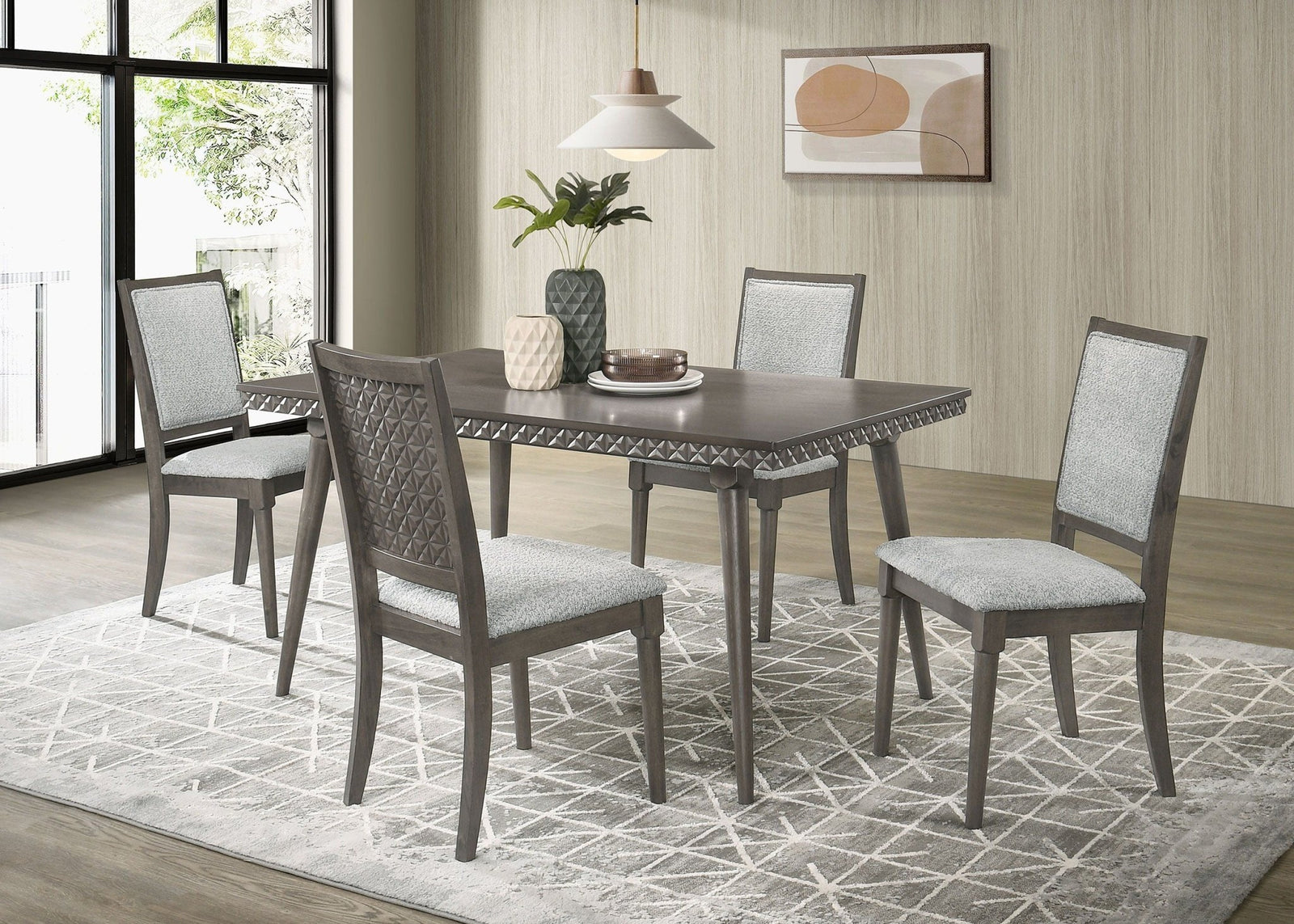 Onslow - 5 Piece Rectangular Dining Set - Dark Brown 5 - Piece Dining Room Set modern furniture Contempo Furniture
