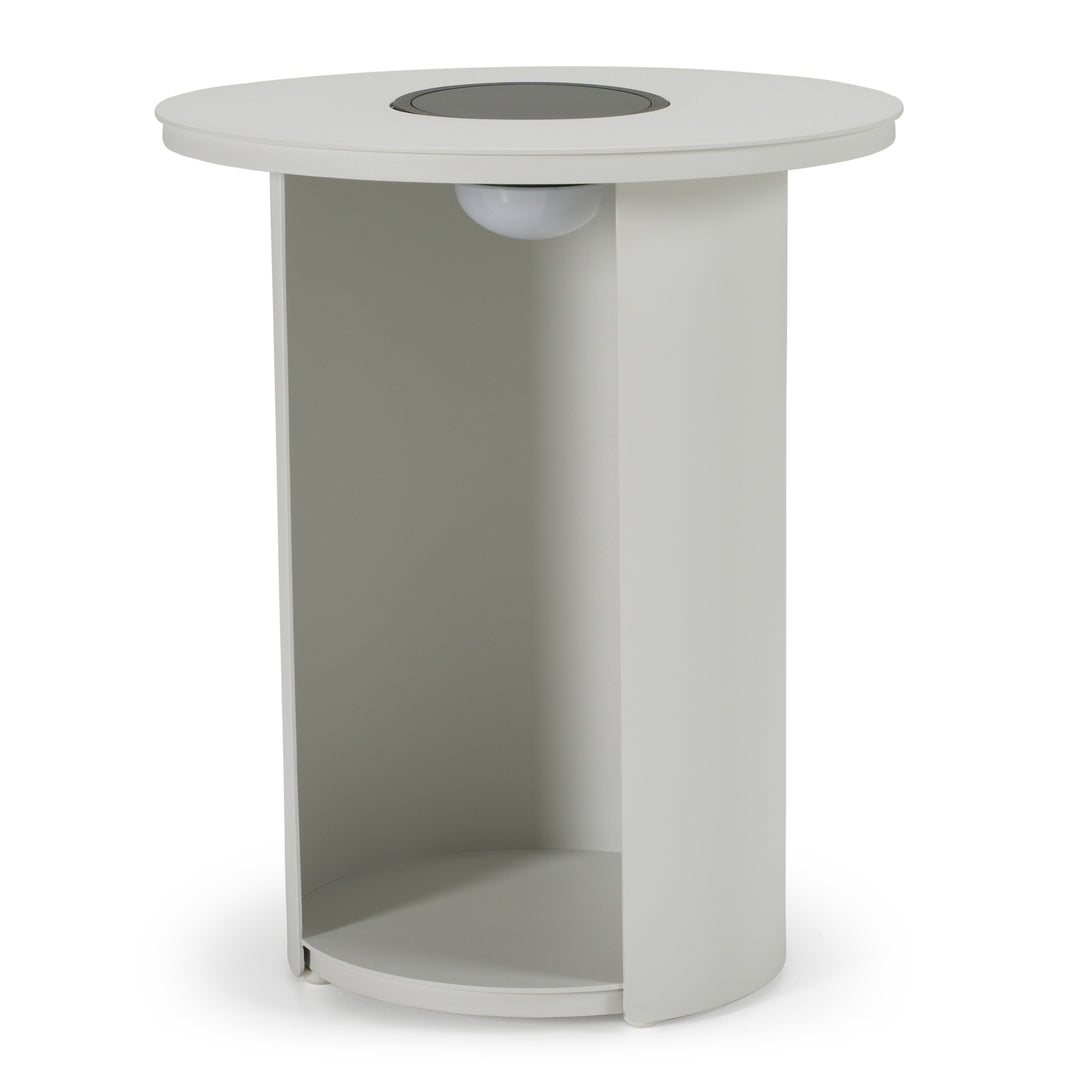Onza - Outdoor White End Table w/ Solar Light