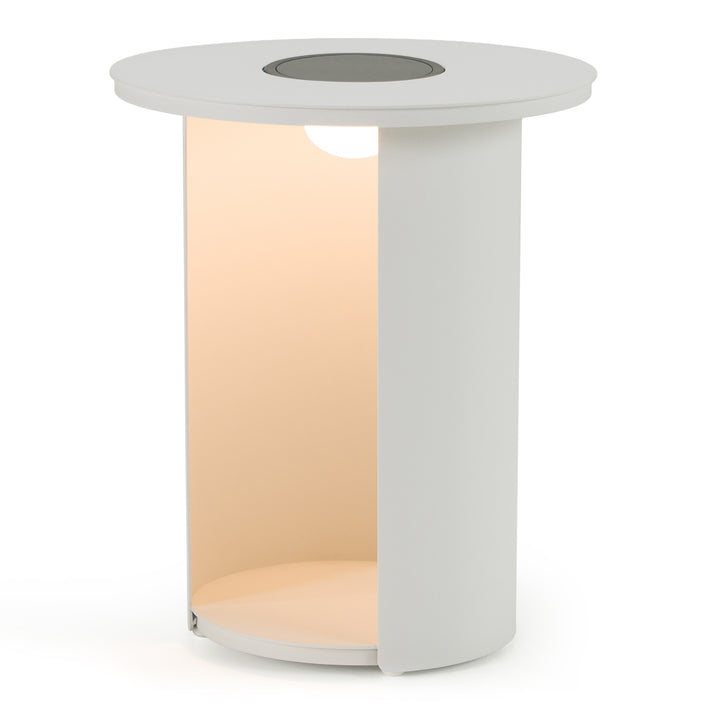 Onza - Outdoor White End Table w/ Solar Light