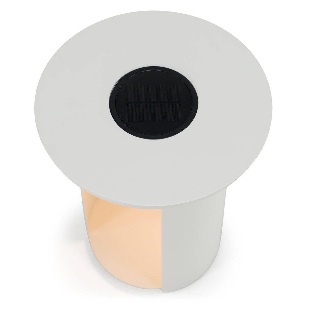 Onza - Outdoor White End Table w/ Solar Light