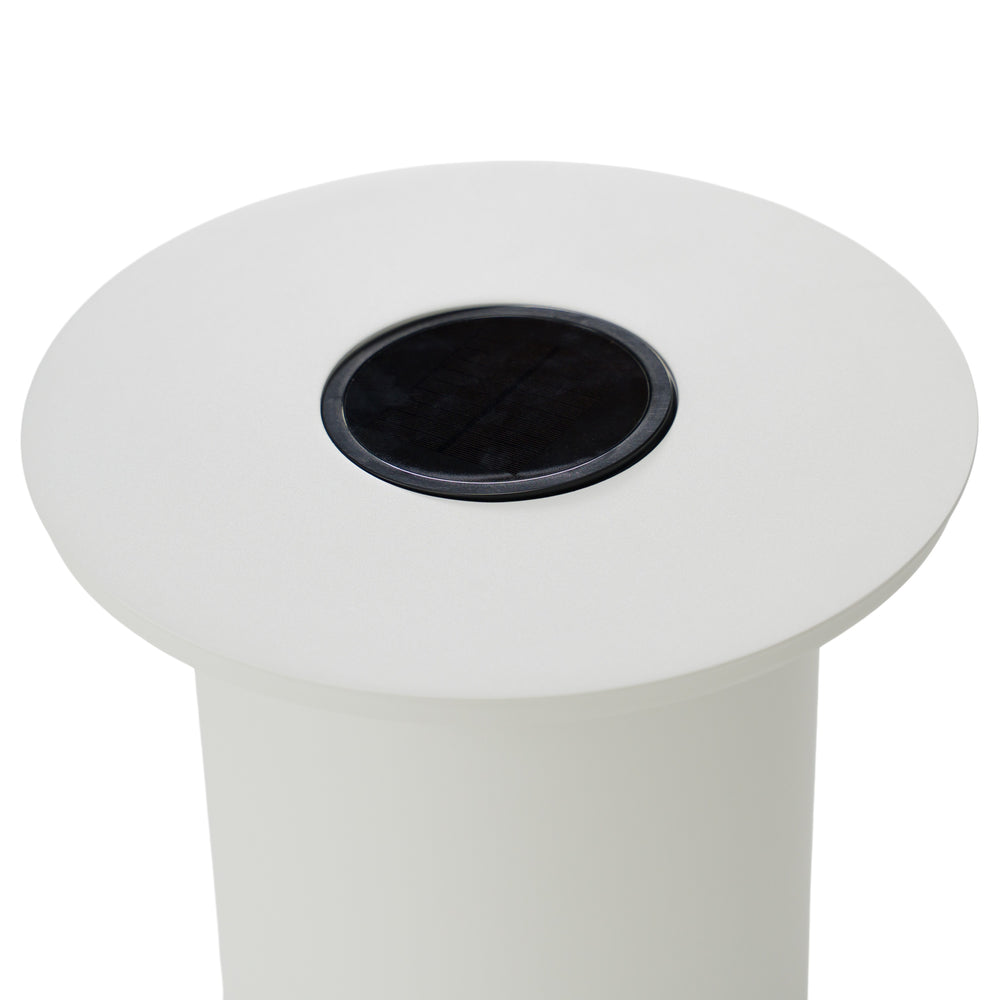 Onza - Outdoor White End Table w/ Solar Light - View 5