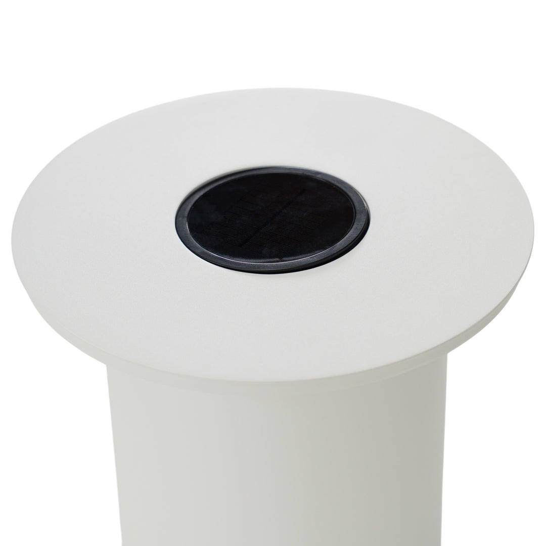 Onza - Outdoor White End Table w/ Solar Light