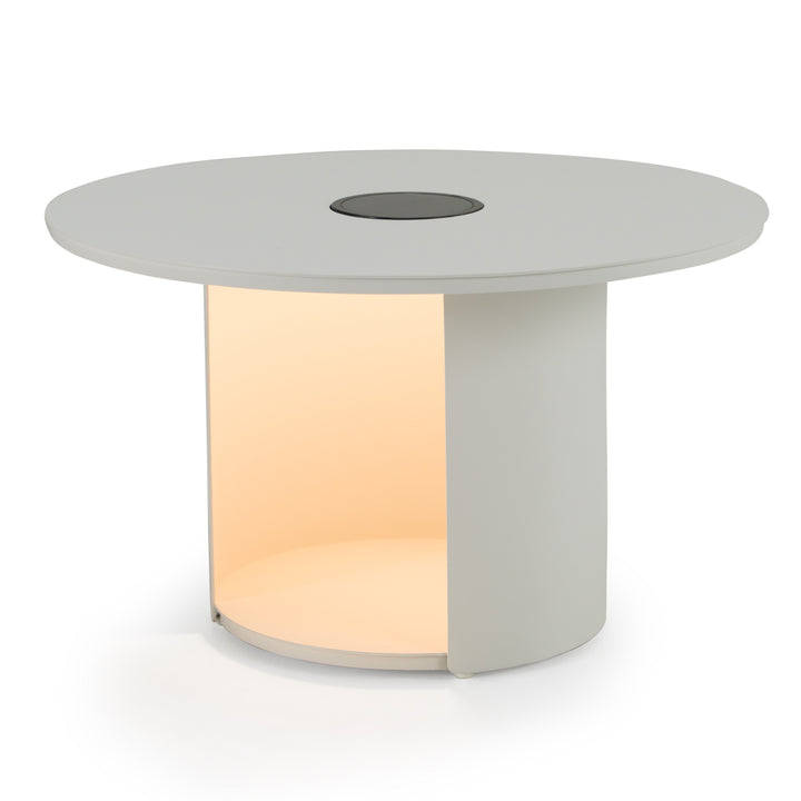 Onza - Outdoor White Medium End Table w/ Solar Light