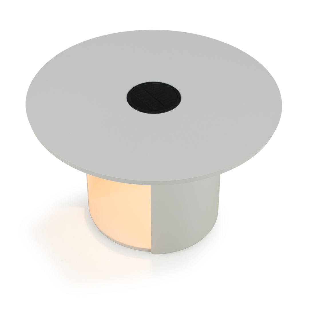 Onza - Outdoor White Medium End Table w/ Solar Light