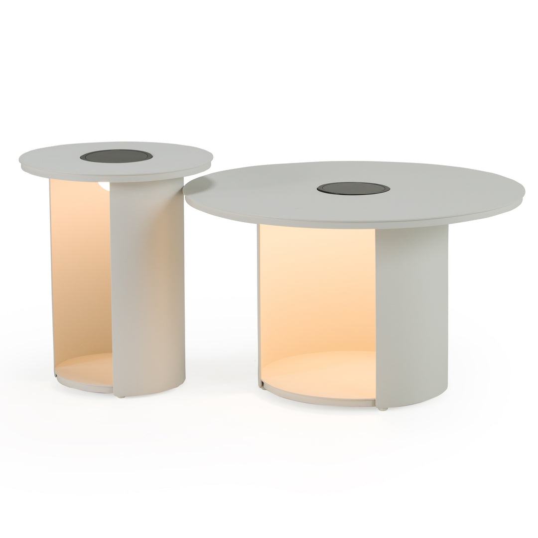 Onza - Outdoor White Medium End Table w/ Solar Light