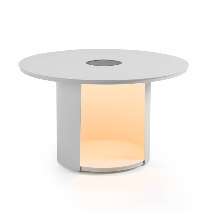 Onza - Outdoor White Medium End Table w/ Solar Light