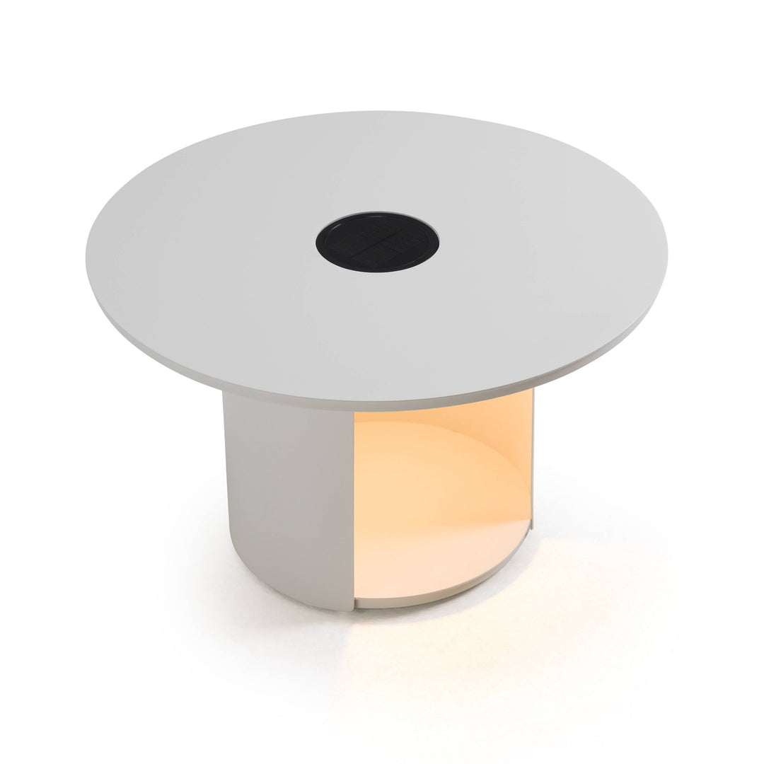 Onza - Outdoor White Medium End Table w/ Solar Light