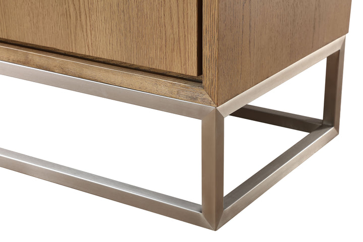 Modus Furniture Jvlh78G One Modern Coastal Metal Base Sideboard In White Oak And Brushed Stainless Steel