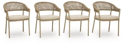 Orchard Beach Outdoor Arm Chair with Cushion (Set of 4) - Beige Chair Set modern furniture Contempo Furniture