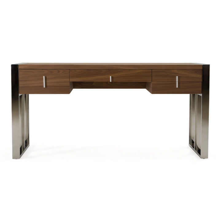 Orcutt - Modern Walnut &amp; Stainless Steel Desk