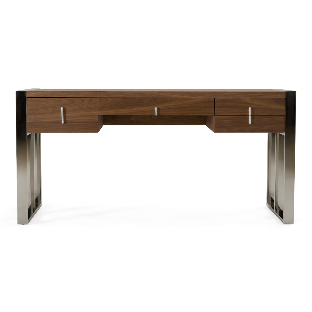 Orcutt - Modern Walnut & Stainless Steel Desk