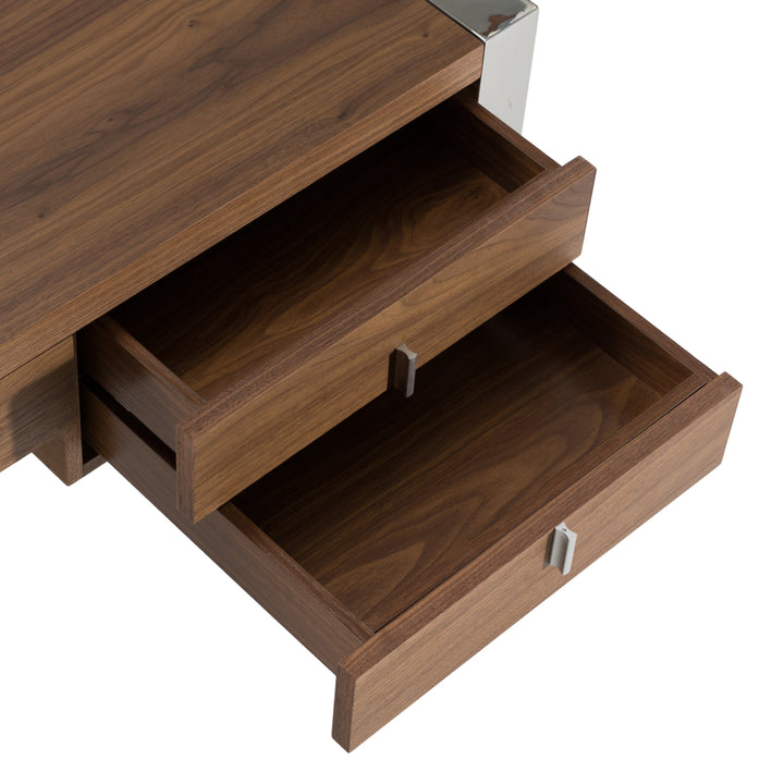Orcutt - Modern Walnut &amp; Stainless Steel Desk