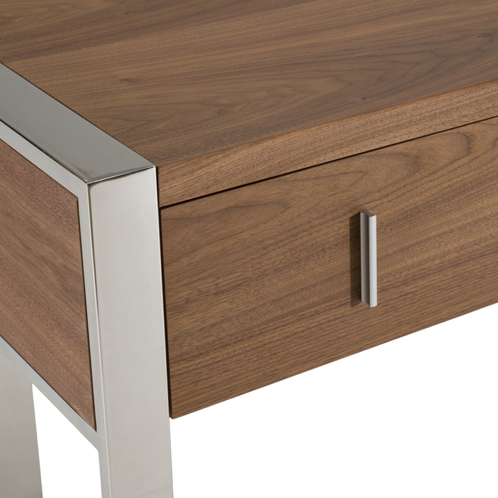 Orcutt - Modern Walnut &amp; Stainless Steel Desk