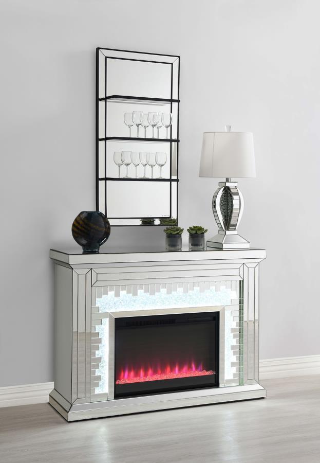 Oriel - Rectangular 3 - Shelf Wall Mirror - Silver Wall Mirror modern furniture Contempo Furniture