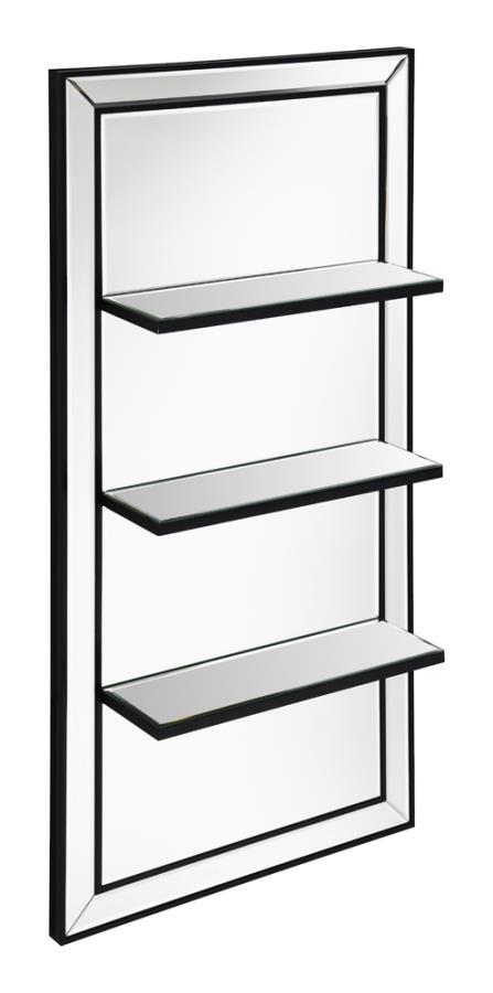 Oriel - Rectangular 3 - Shelf Wall Mirror - Silver Wall Mirror modern furniture Contempo Furniture