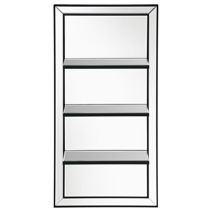 Oriel - Rectangular 3 - Shelf Wall Mirror - Silver Wall Mirror modern furniture Contempo Furniture