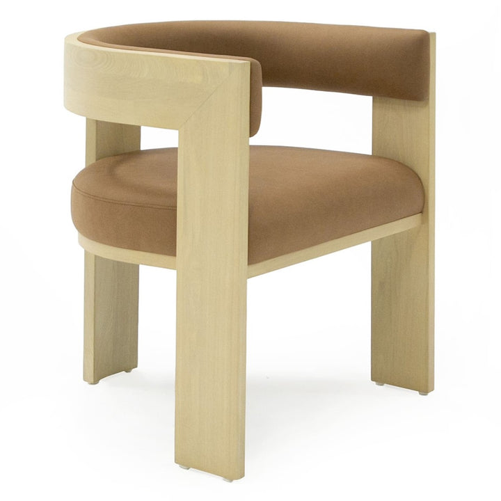 Osaka  Modern Natural Ash + Rust Fabric Dining Chair