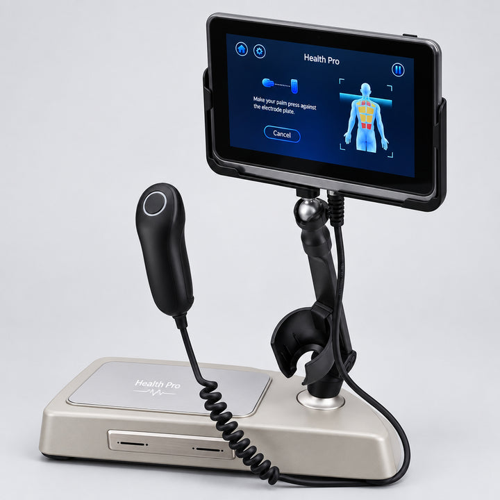User navigating specialized automated 4D massage programs on the tablet remote.