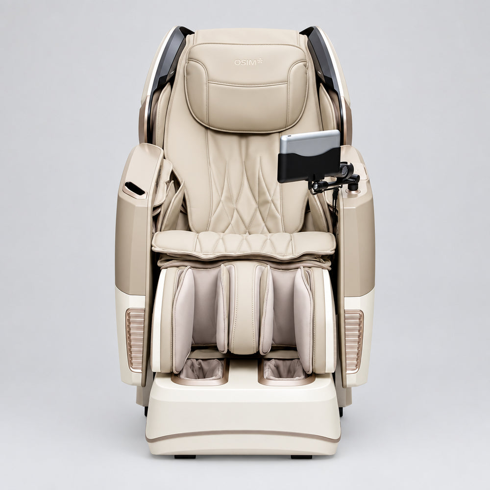 Front profile view of the Osaki 4D Maestro LE 2.0 full body massage chair in beige.