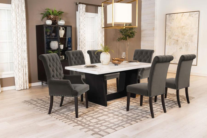 Osborne - Marble Top Dining Table - Rustic Espresso Dining Table modern furniture Contempo Furniture