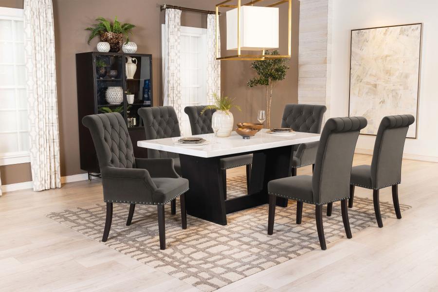 Osborne - Marble Top Dining Table - Rustic Espresso Dining Table modern furniture Contempo Furniture