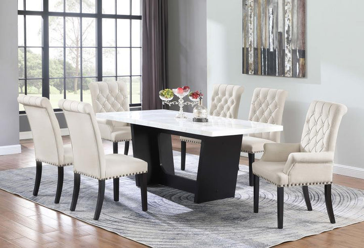 Osborne - Marble Top Dining Table - Rustic Espresso Dining Table modern furniture Contempo Furniture