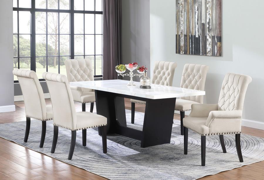 Osborne - Marble Top Dining Table - Rustic Espresso Dining Table modern furniture Contempo Furniture
