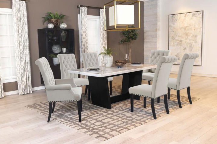 Osborne - Marble Top Dining Table - Rustic Espresso Dining Table modern furniture Contempo Furniture