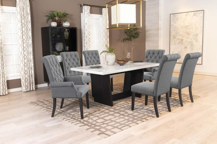 Osborne - Marble Top Dining Table - Rustic Espresso Dining Table modern furniture Contempo Furniture