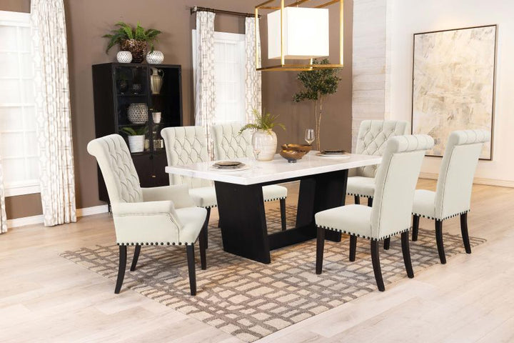 Osborne - Marble Top Dining Table - Rustic Espresso Dining Table modern furniture Contempo Furniture
