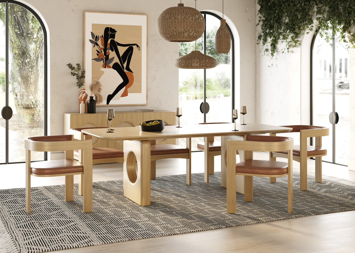 Oshana - Modern White Oak Dining Set