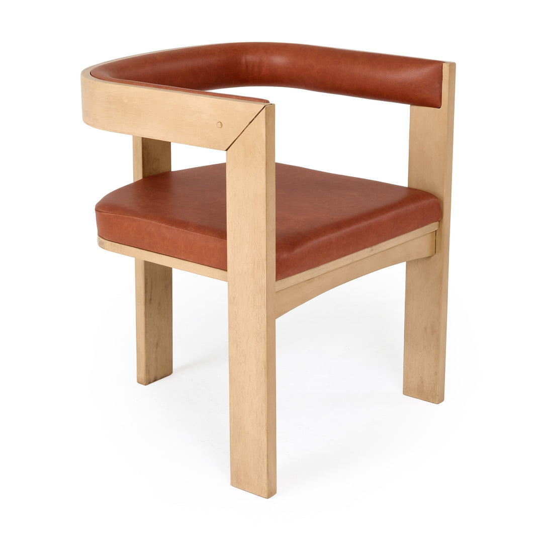 Oshana - Modern Rust Leatherette + White Oak Dining Chair