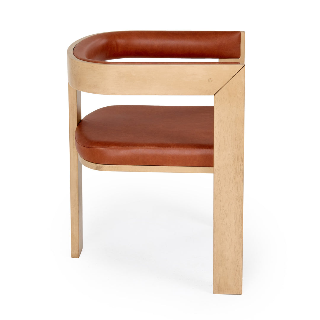 Oshana  Modern Rust Leatherette + White Oak Dining Chair