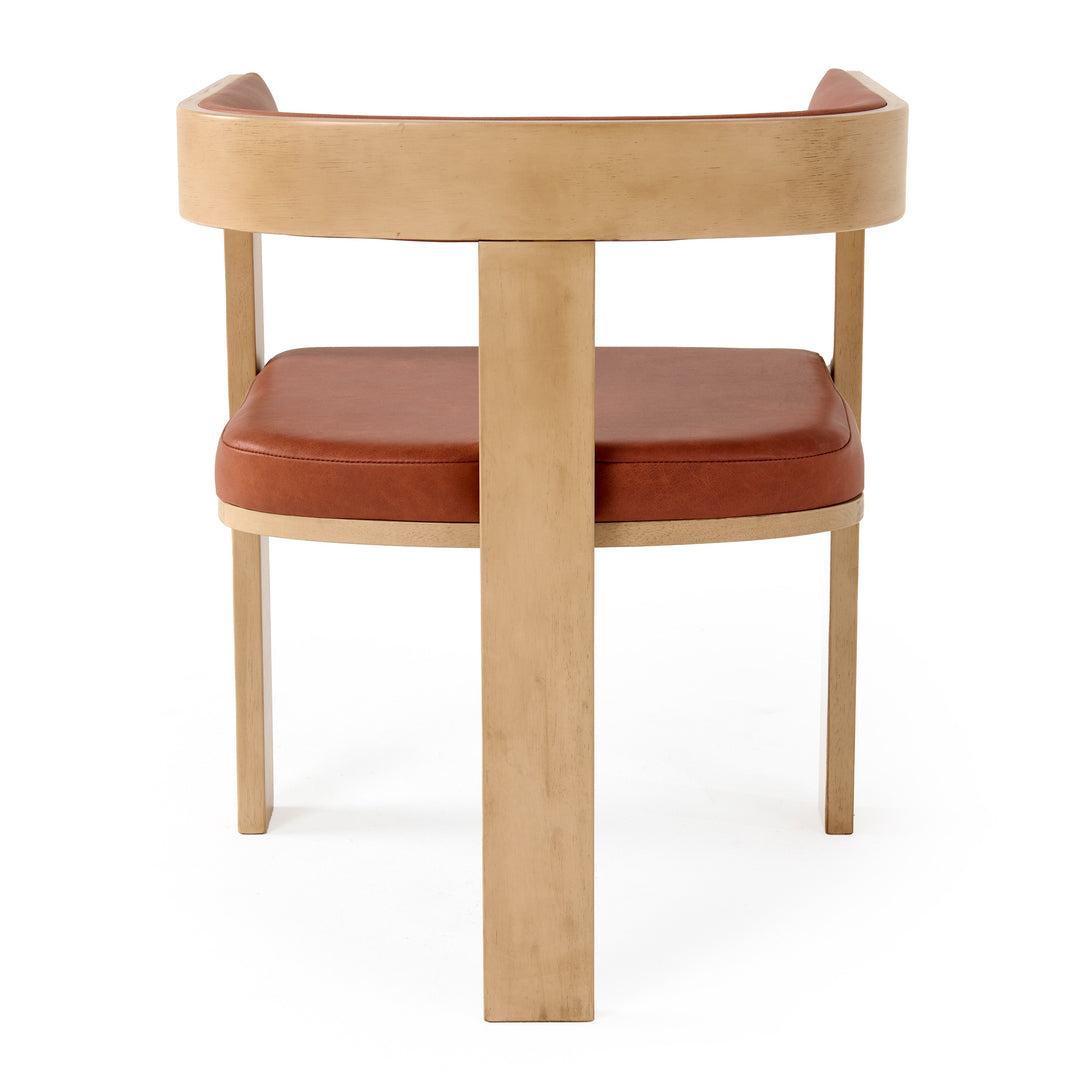 Oshana  Modern Rust Leatherette + White Oak Dining Chair