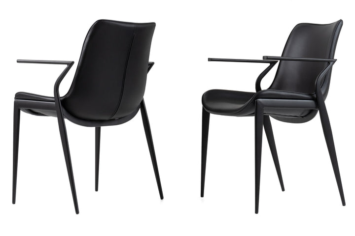 Osprey - Modern Black Vegan Leather Dining Chair (Set of 2)