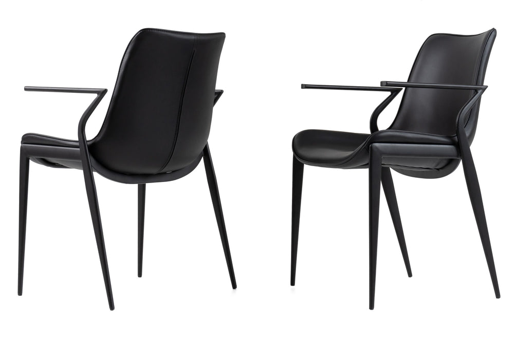Osprey - Modern Black Vegan Leather Dining Chair (Set of 2) - View 2